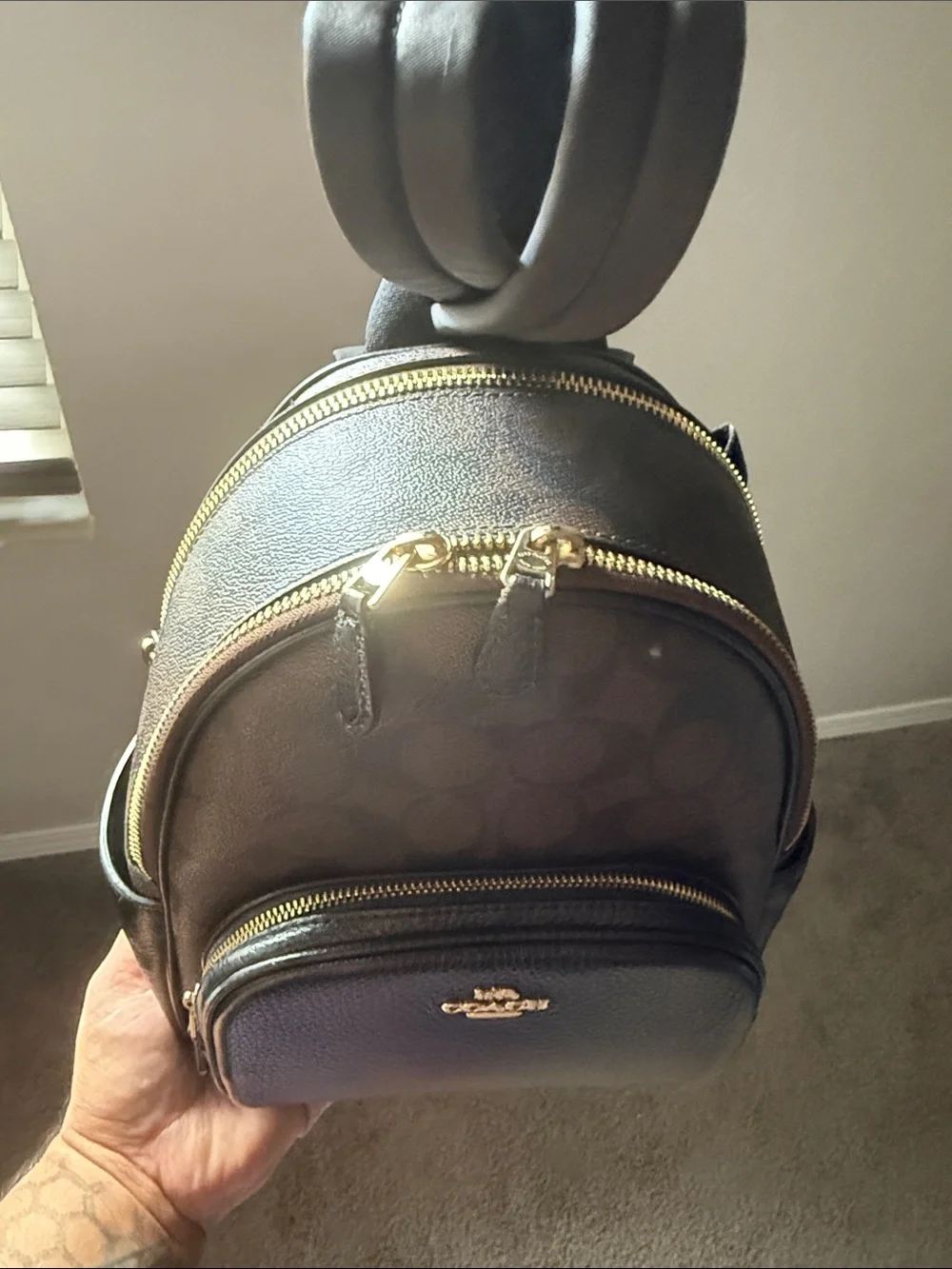 COACH Black Pebbled Leather Mini Backpack